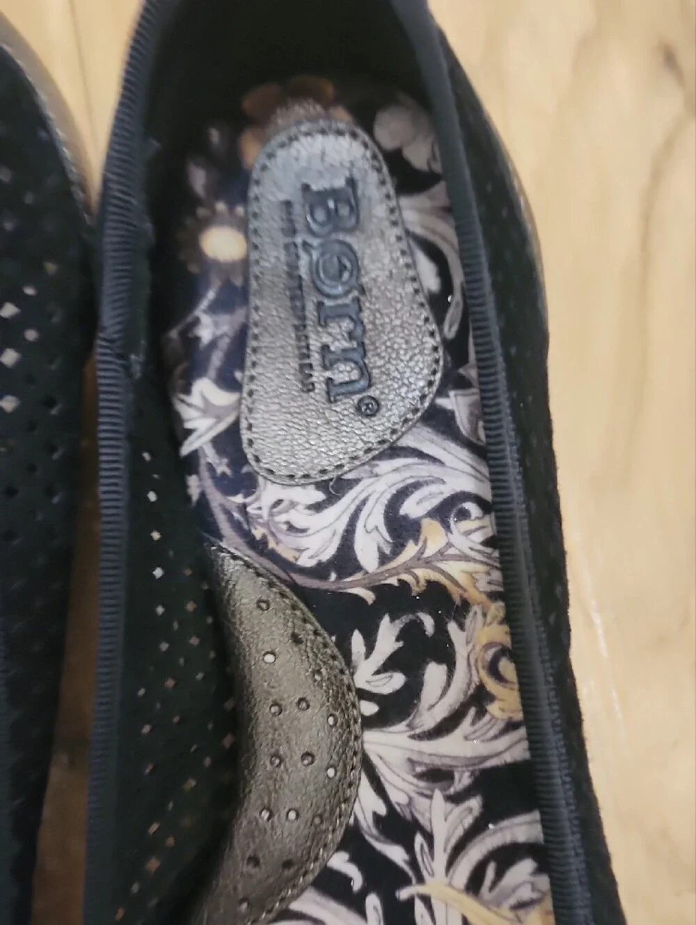 Born Metallic Pewter Ballet Flats with Black Trim and Bow Size 7